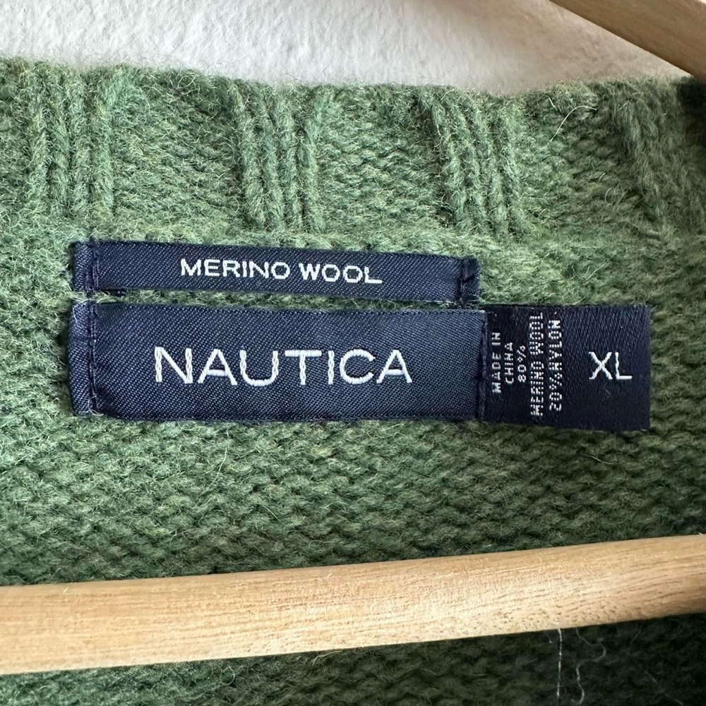 Nautica Green V-Neck Sweater - Picture 3 of 4